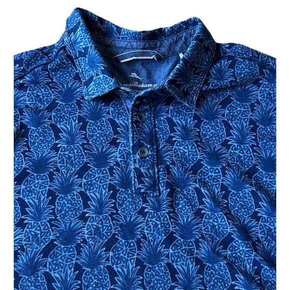 $118 Tommy Bahama Men XL Polo Shirt Pineapple Blue Luxury Resort Piña Perfection - Picture 1 of 9
